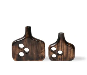 Bullet design vazen - teak - set van 2