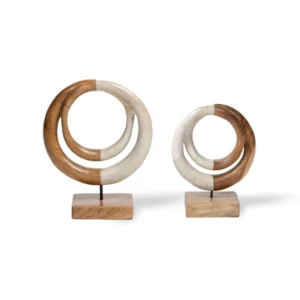 Wave luxe sierobjecten - teak - set van 2